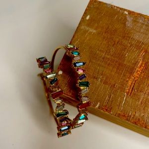 Colorful Gems Golden Hoops